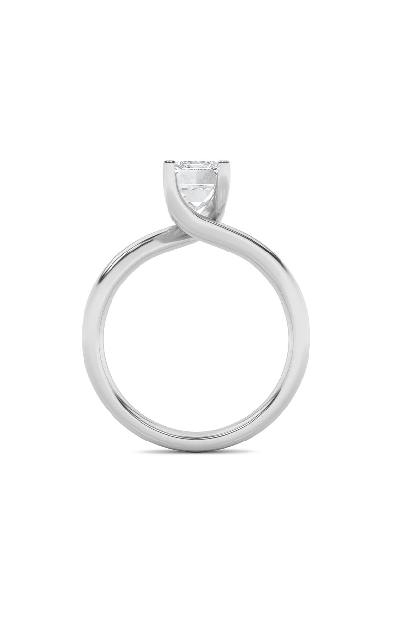 2Cttw Emerald Shaped Lab Grown Diamond (F/VS) Bypass Shank Engagement Ring in 14K Gold