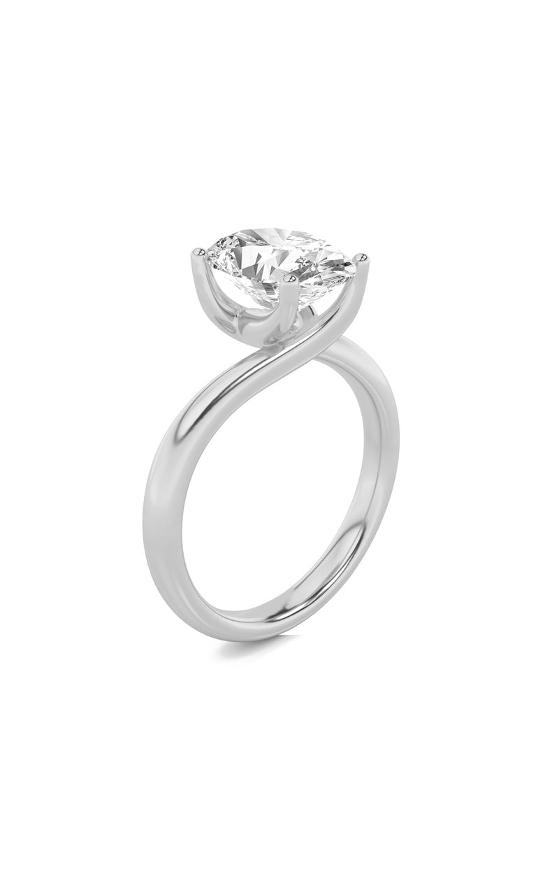2CTW Oval Shaped Lab Grown Diamond (F/VS) Bypass Shank Engagement Ring in 14K Gold