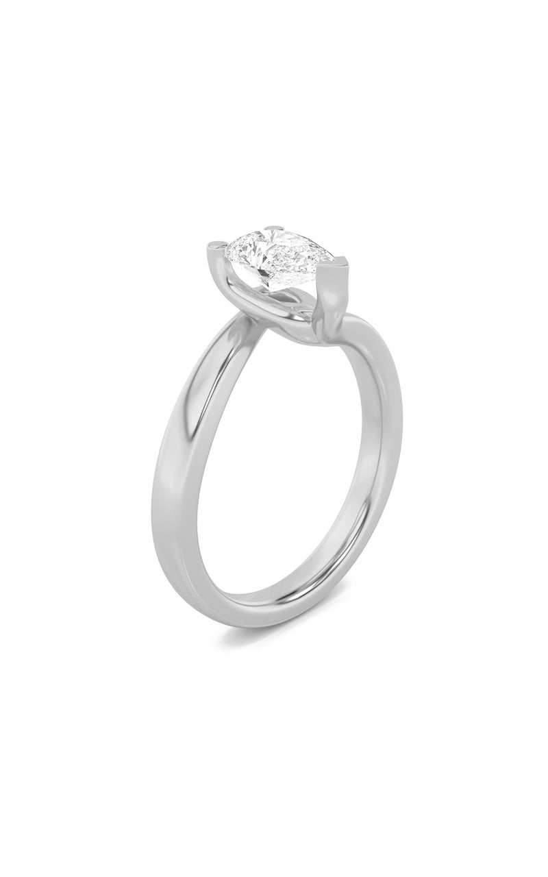 1CTW Pear Shaped Lab Grown Diamond (F/VS) Bypass Shank Engagement Ring in 14K Gold