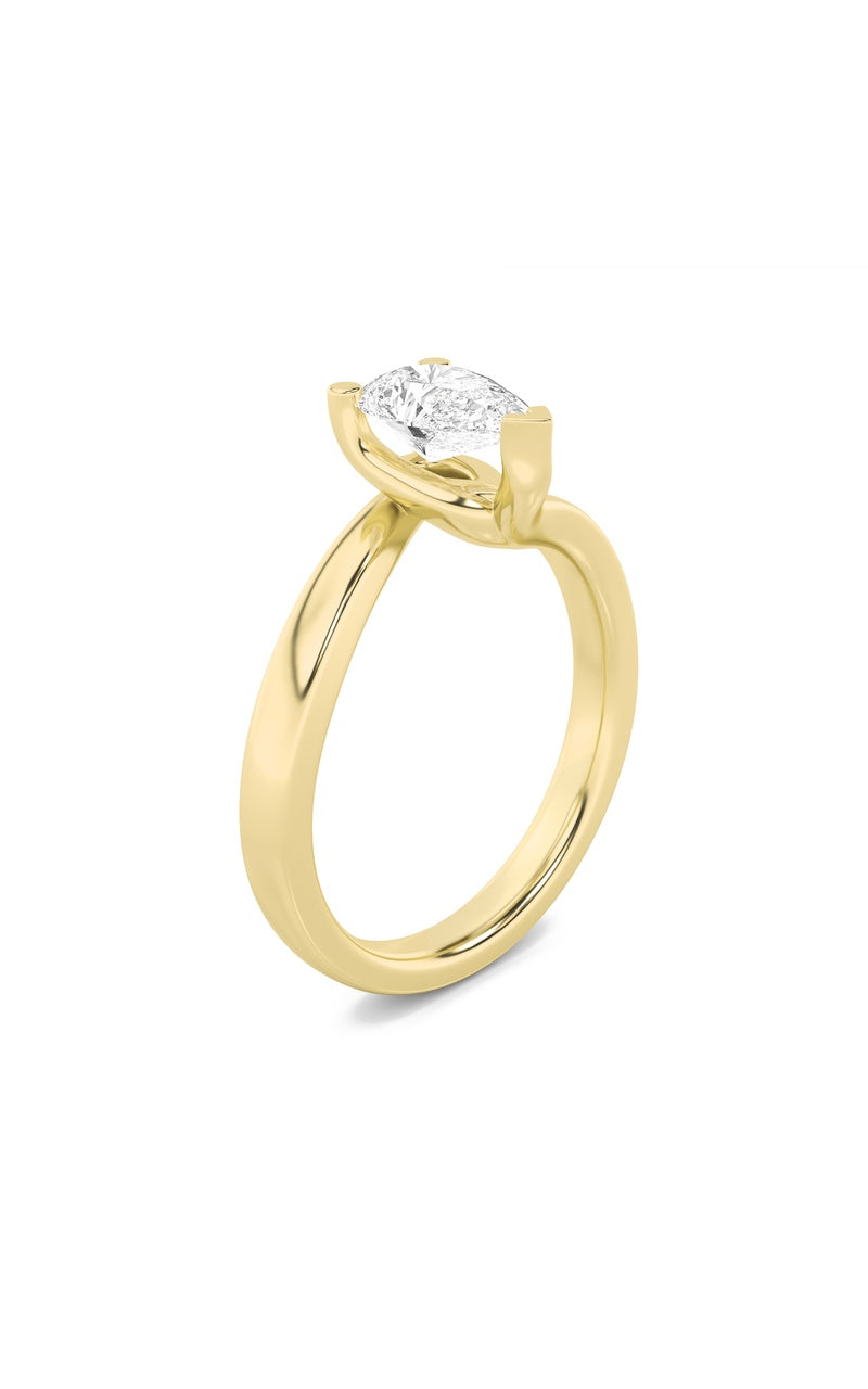 1CTW Pear Shaped Lab Grown Diamond (F/VS) Bypass Shank Engagement Ring in 14K Gold