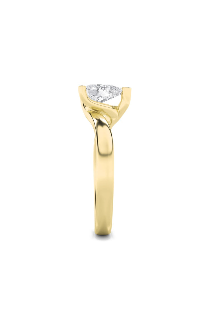 1CTW Pear Shaped Lab Grown Diamond (F/VS) Bypass Shank Engagement Ring in 14K Gold