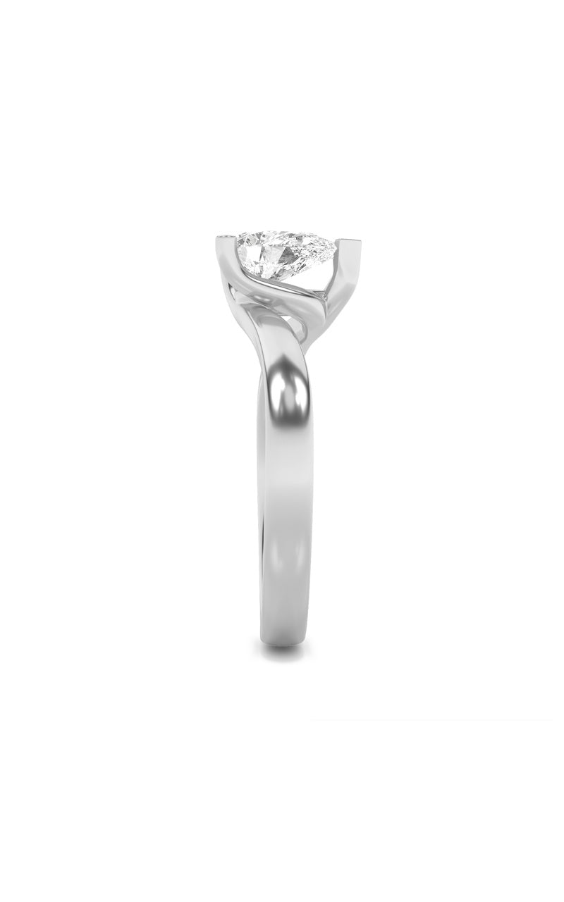 2CTW Pear Shaped Lab Grown Diamond (F/VS) Bypass Shank Engagement Ring in 14K Gold