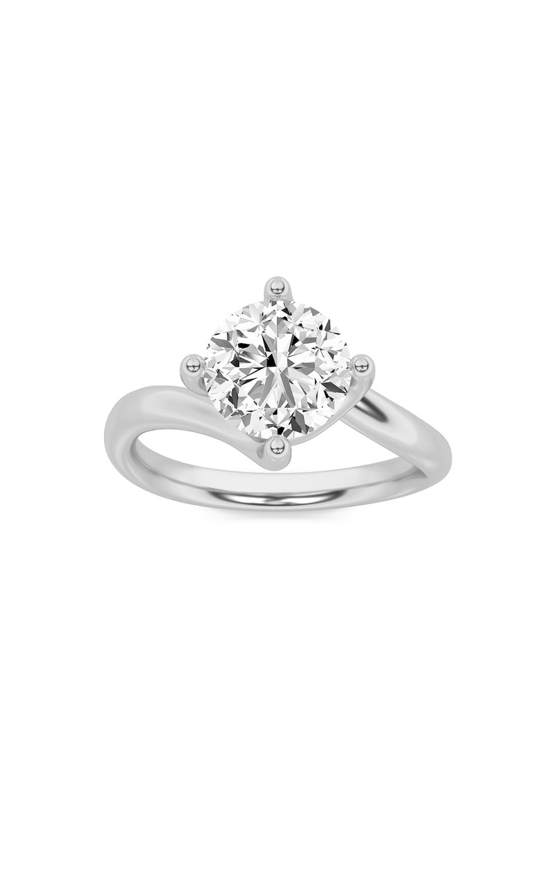 2CTW Round Shaped Lab Grown Diamond (F/VS) Bypass Shank Engagement Ring in 14K Gold