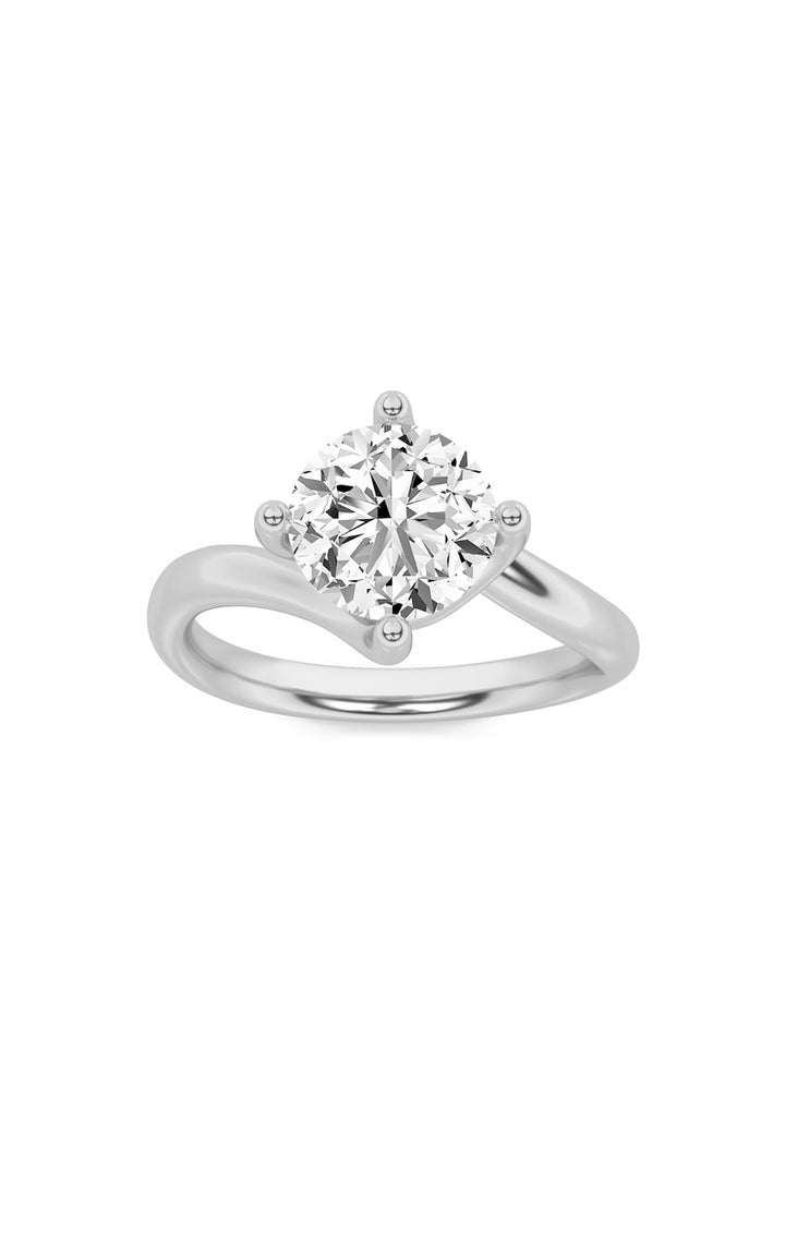 2CTW Round Shaped Lab Grown Diamond (F/VS) Bypass Shank Engagement Ring in 14K Gold