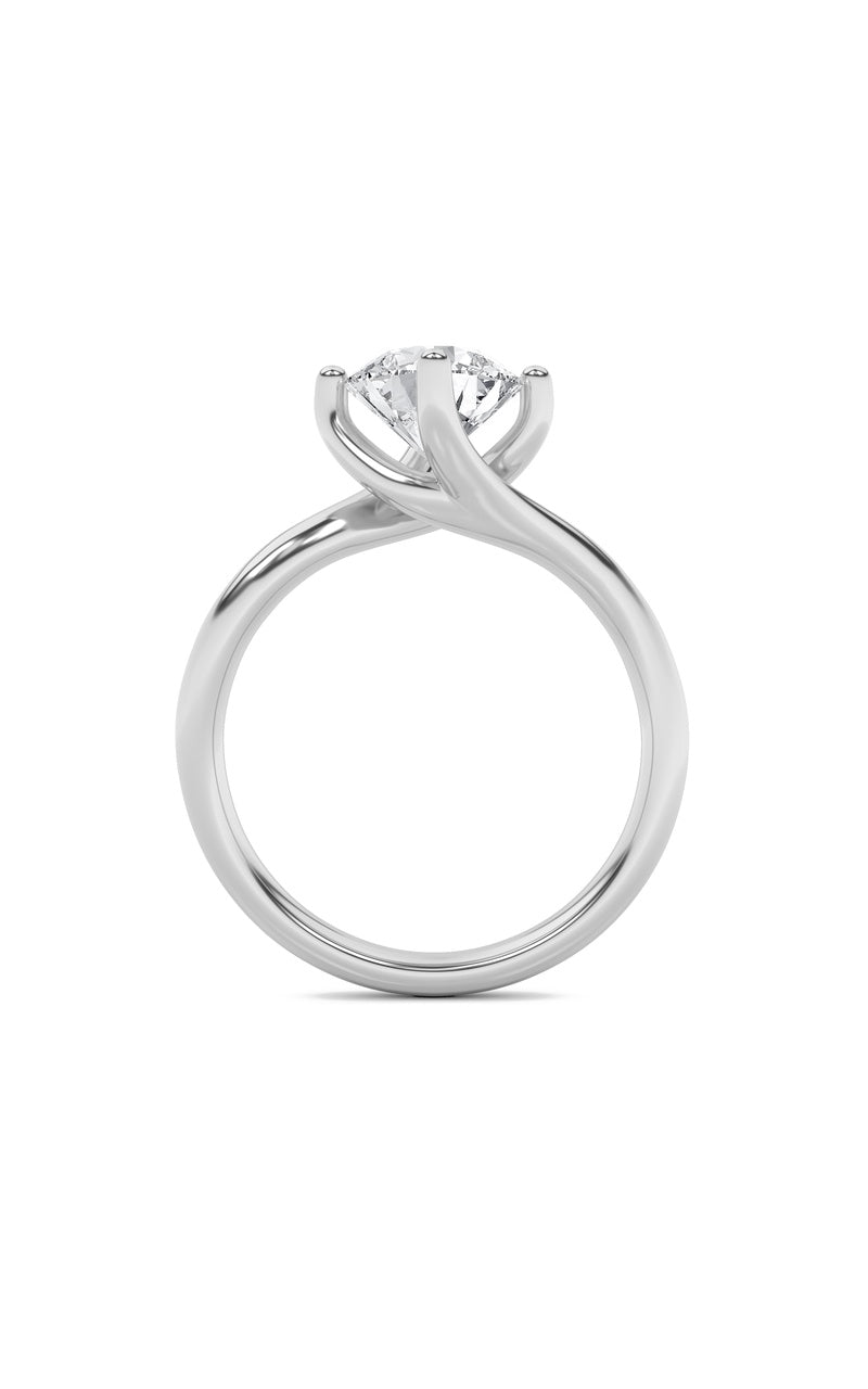 2CTW Round Shaped Lab Grown Diamond (F/VS) Bypass Shank Engagement Ring in 14K Gold