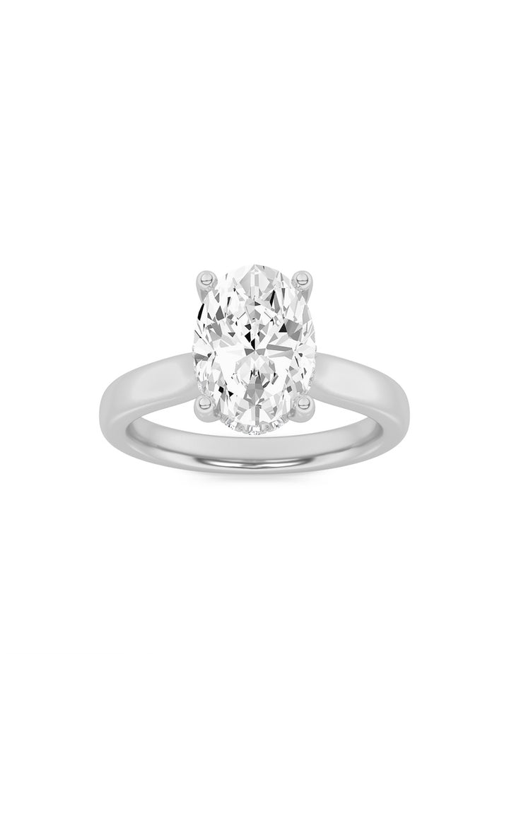 1.5CTW Oval Shaped Lab Grown Diamond (F/VS) Hidden Halo Cathedral Shank Engagement Ring in 14K Gold
