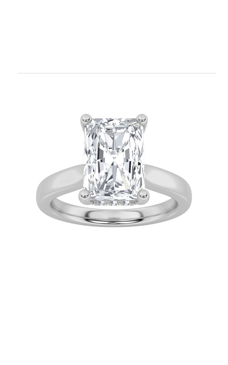 2Cttw Radiant Shaped Lab Grown Diamond (F/VS) Hidden Halo Cathedral Shank Engagement Ring in 14K Gold