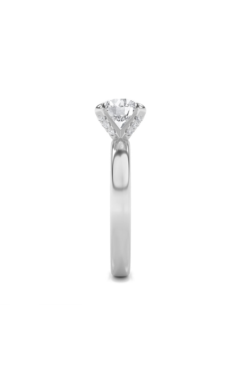 2Cttw Round Shaped Lab Grown Diamond (F/VS) HiddenHalo Petite Shank Ring in 14K Gold