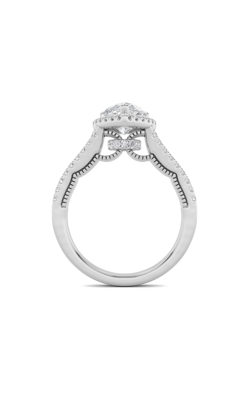 2Cttw Pear Shaped Lab Grown Diamond (F/VS) Split Shank Accented Ring in 14K Gold