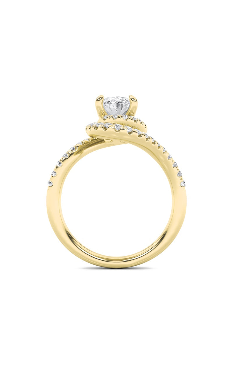 2Cttw Oval Shaped Lab Grown Diamond (F/VS) Swirl Accented Engagement Ring in 14K Gold