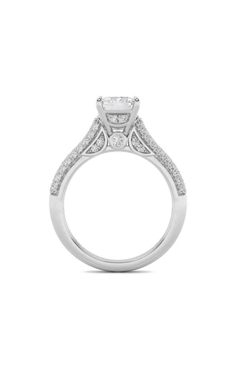 1.5CTW Emerald Shaped Lab Grown Diamond (F/VS) Hidden Halo Accented Engagement Ring in 14K Gold