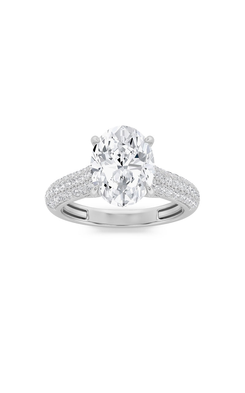 1.5Cttw Oval Shaped Lab Grown Diamond (F/VS) Hidden Halo Accented Engagement Ring in 14K Gold