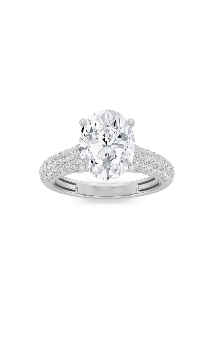 1.5Cttw Oval Shaped Lab Grown Diamond (F/VS) Hidden Halo Accented Engagement Ring in 14K Gold