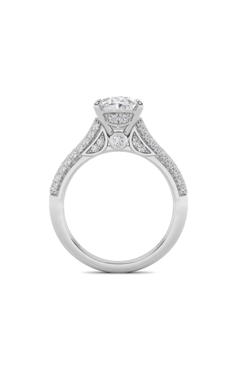 1.5Cttw Oval Shaped Lab Grown Diamond (F/VS) Hidden Halo Accented Engagement Ring in 14K Gold