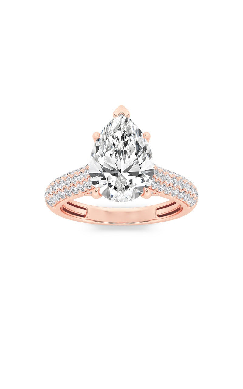 1.5CTW Pear Shaped Lab Grown Diamond (F/VS) Hidden Halo Accented Engagement Ring in 14K Gold