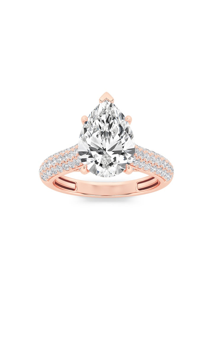 1.5CTW Pear Shaped Lab Grown Diamond (F/VS) Hidden Halo Accented Engagement Ring in 14K Gold