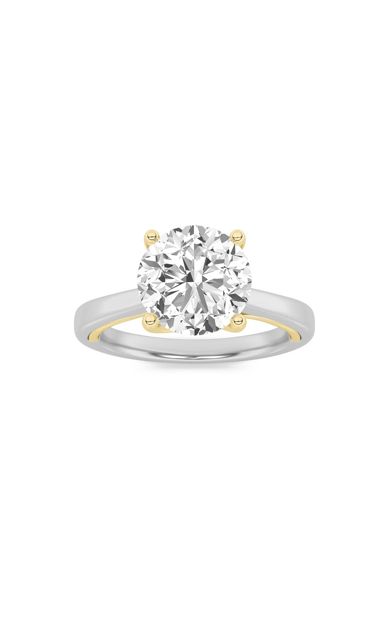 2CTW Round Shaped Lab Grown Diamond (F/VS) Two Tone Twisted Basket Cathedral Shank Solitaire Ring in 14K Gold