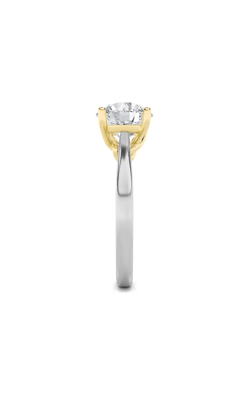 2CTW Round Shaped Lab Grown Diamond (F/VS) Two Tone Twisted Basket Cathedral Shank Solitaire Ring in 14K Gold