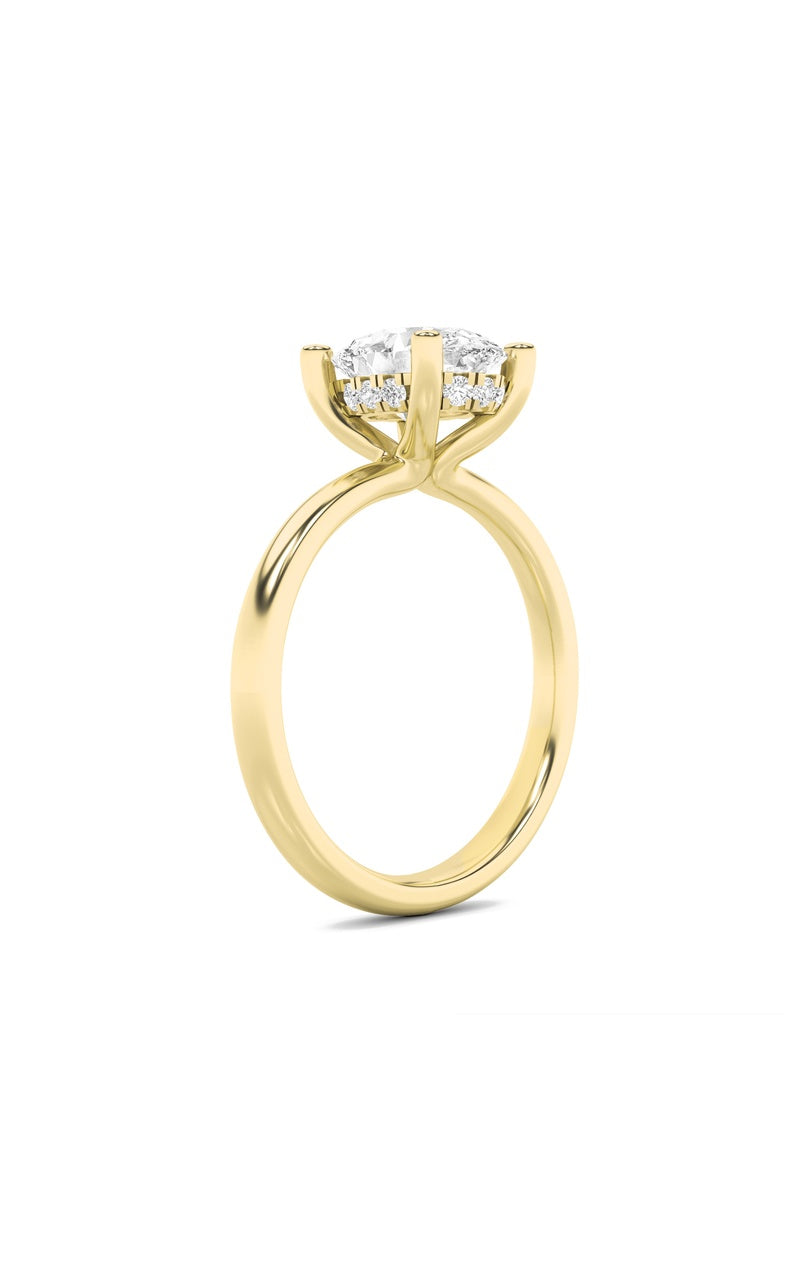 2Cttw Oval Shaped Lab Grown Diamond (F/VS) HiddenHalo Petite Shank Ring in 14K Gold
