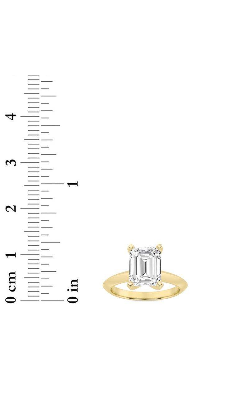 2.5CTW Emerald Shaped Lab Grown Diamond (F/VS) Knife Edge Shank Solitaire Engagement Ring in 14K Gold