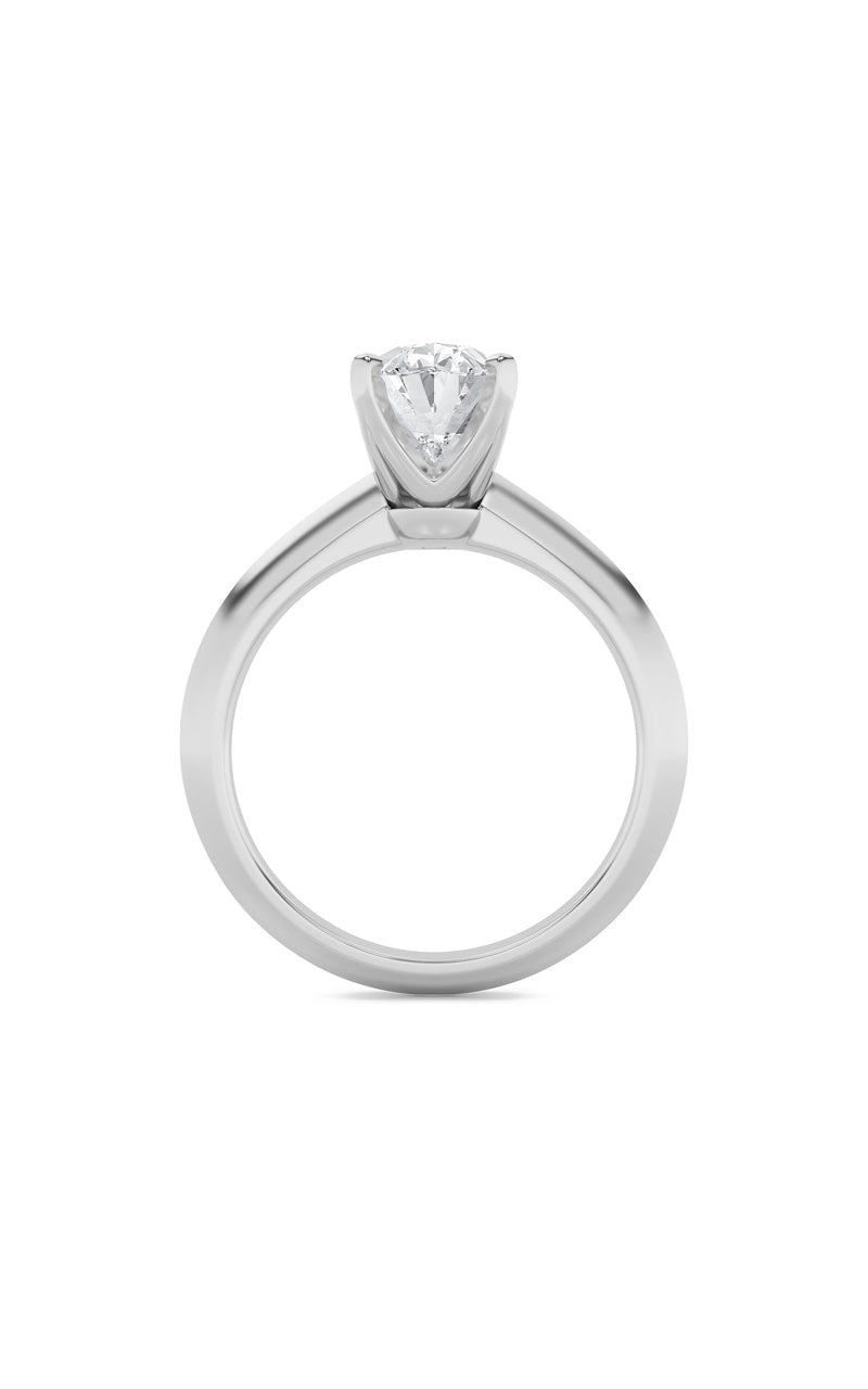 1Cttw Oval Shaped Lab Grown Diamond (F/VS) Knife Edge Shank Solitaire Engagement Ring in 14K Gold