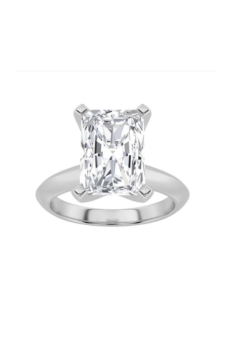 1CTW Radiant Shaped Lab Grown Diamond (G/VS) Knife Edge Shank Solitaire Engagement Ring in 14K Gold