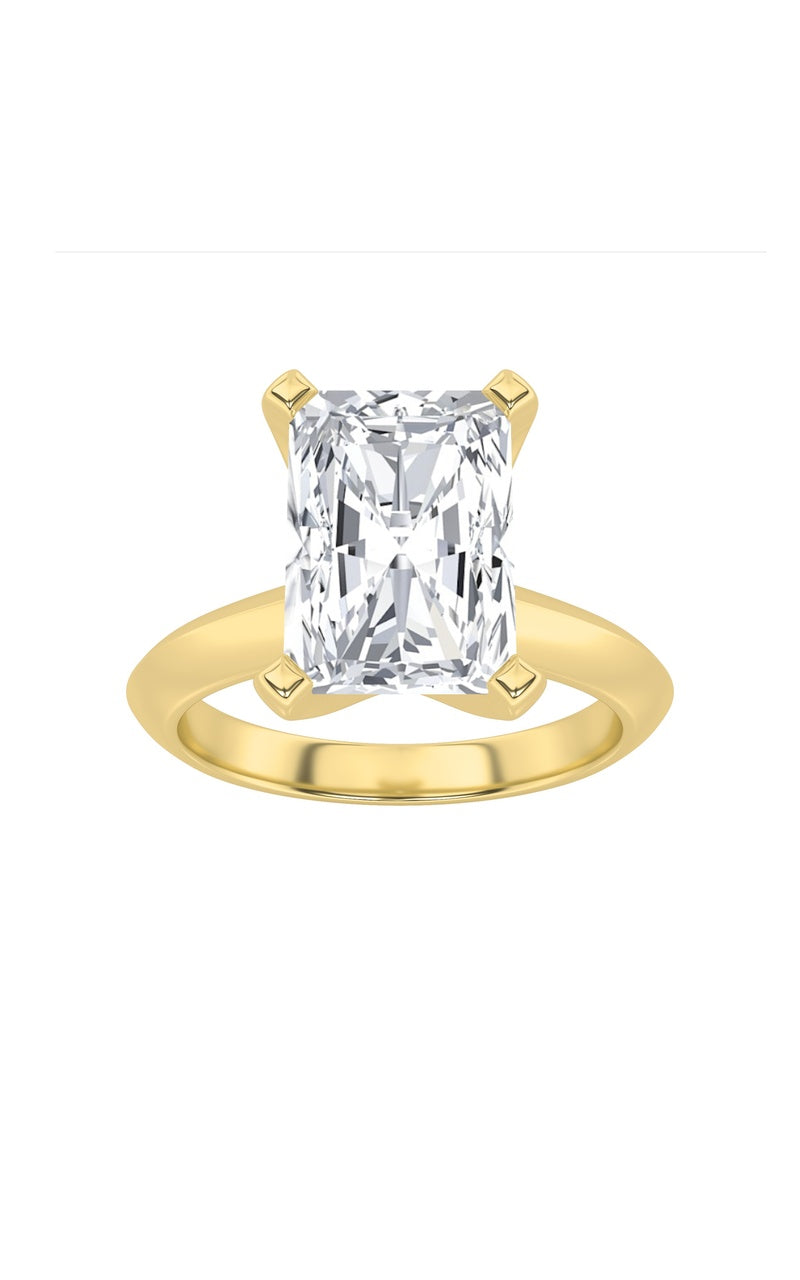 2Cttw Radiant Shaped Lab Grown Diamond (F/VS) Knife Edge Shank Solitaire Engagement Ring in 14K Gold
