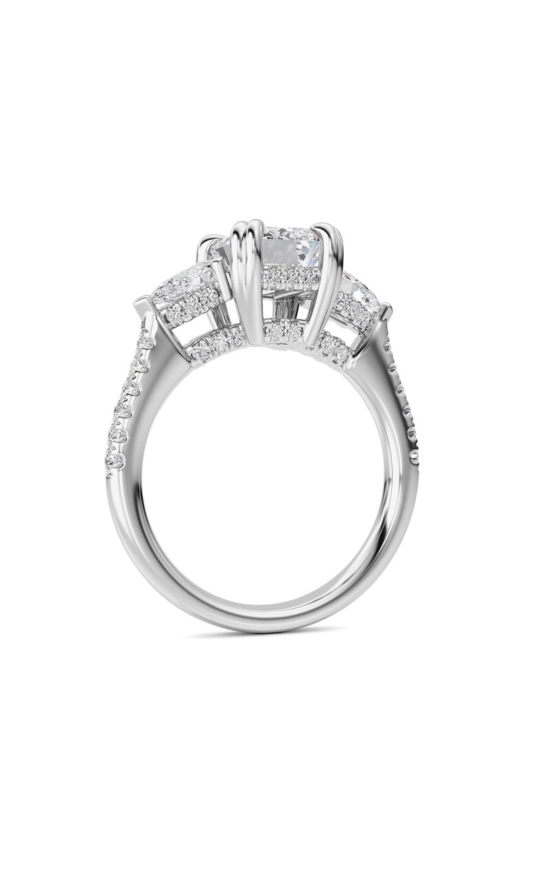 3CTW Emerald Shaped Lab Grown Diamond (G/VS) Ring in 14K White Gold