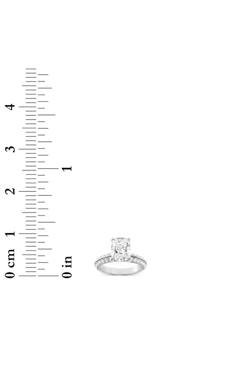 1.75CTW Elongated Cushion Shaped Lab Grown Diamond (F/VS) Three Row Micro Pave Engagement Ring in 14K Gold
