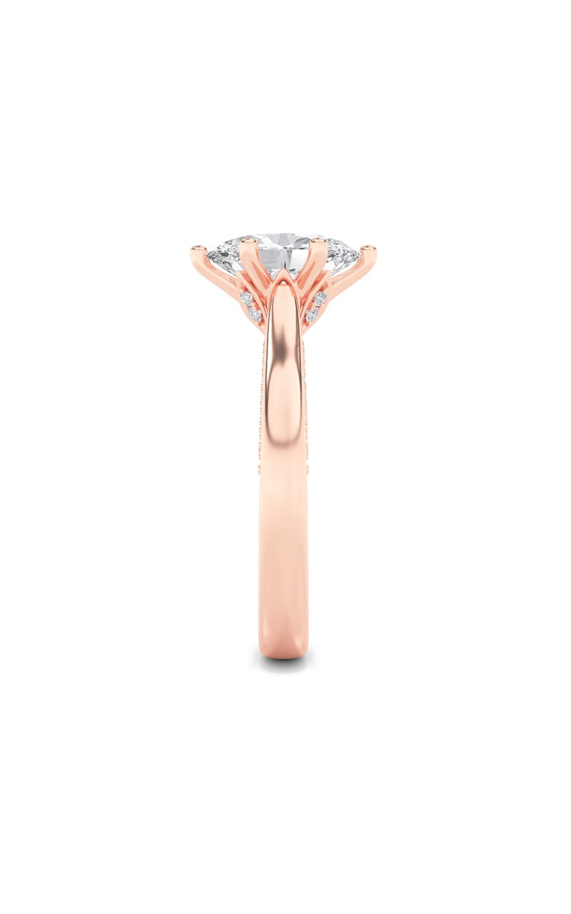 1.25CTW Oval Shaped Lab Grown Diamond (F/VS) Tulip Motif Accented Engagement Ring in 14K Gold