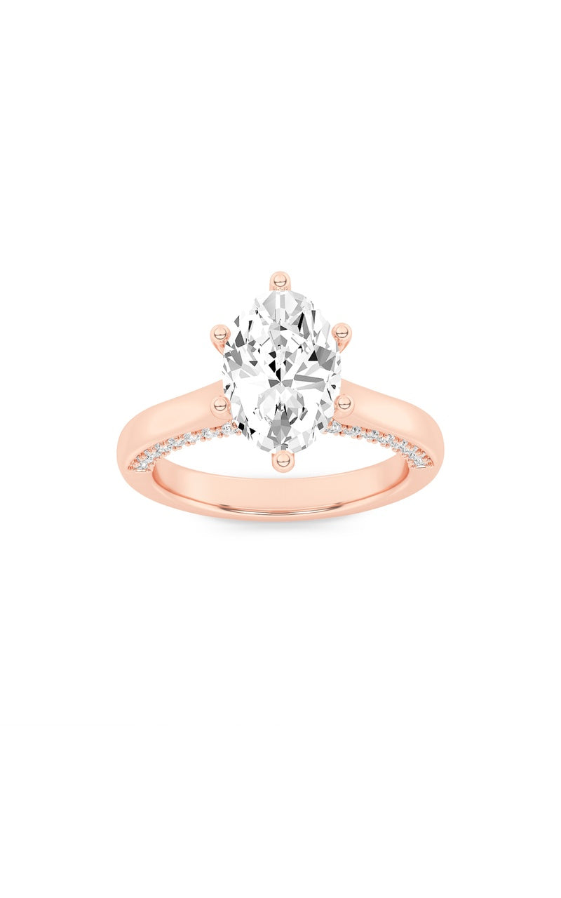 2Cttw Oval Shaped Lab Grown Diamond (F/VS) Tulip Motif Accented Engagement Ring in 14K Gold