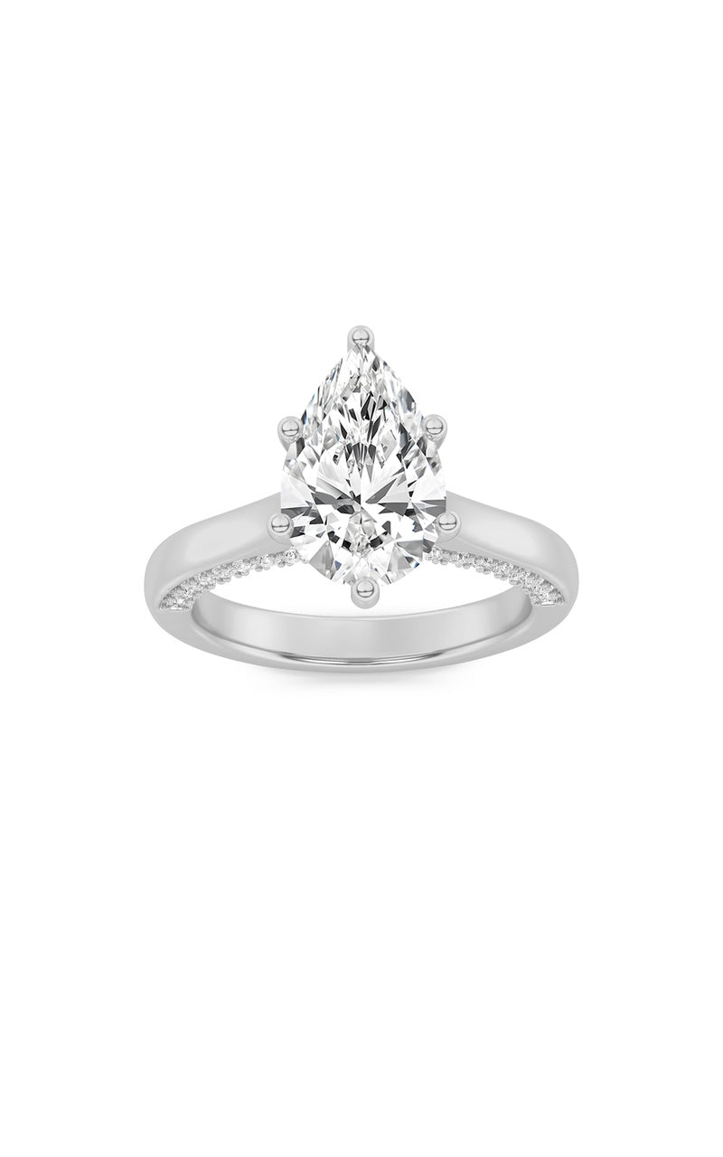 1.25CTW Pear Shaped Lab Grown Diamond (F/VS) Tulip Motif Accented Engagement Ring in 14K Gold