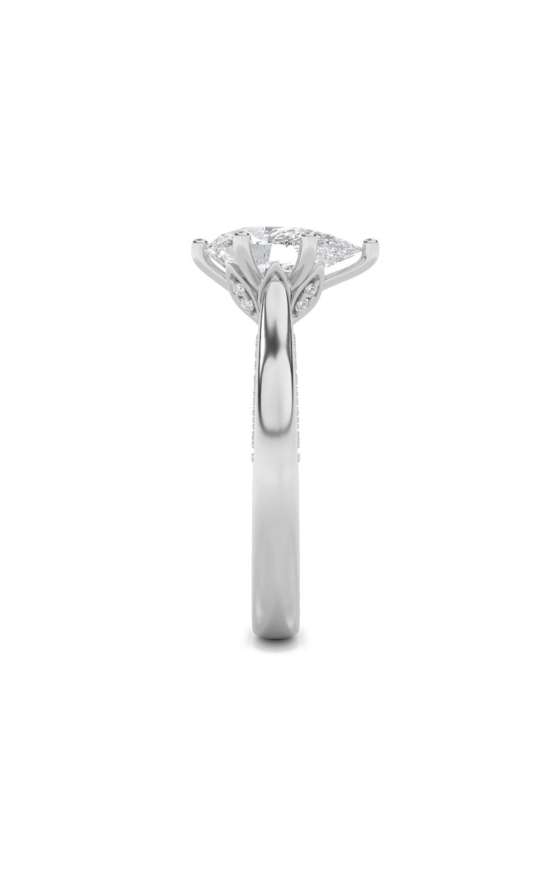 1.25CTW Pear Shaped Lab Grown Diamond (F/VS) Tulip Motif Accented Engagement Ring in 14K Gold