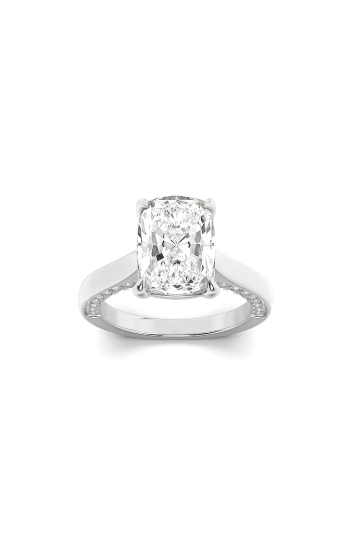 2.5Cttw Elongated Cushion Shaped Lab Grown Diamond(F/VS) Accented Bridge Shank Engagement Ring in 14K Gold