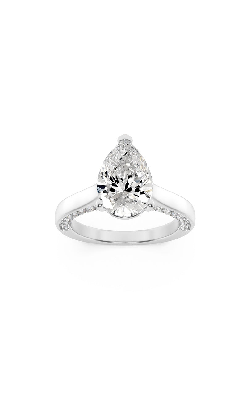 2Cttw Pear Shaped Lab Grown Diamond (F/VS) Accented Bridge Shank Engagement Ring in 14K Gold