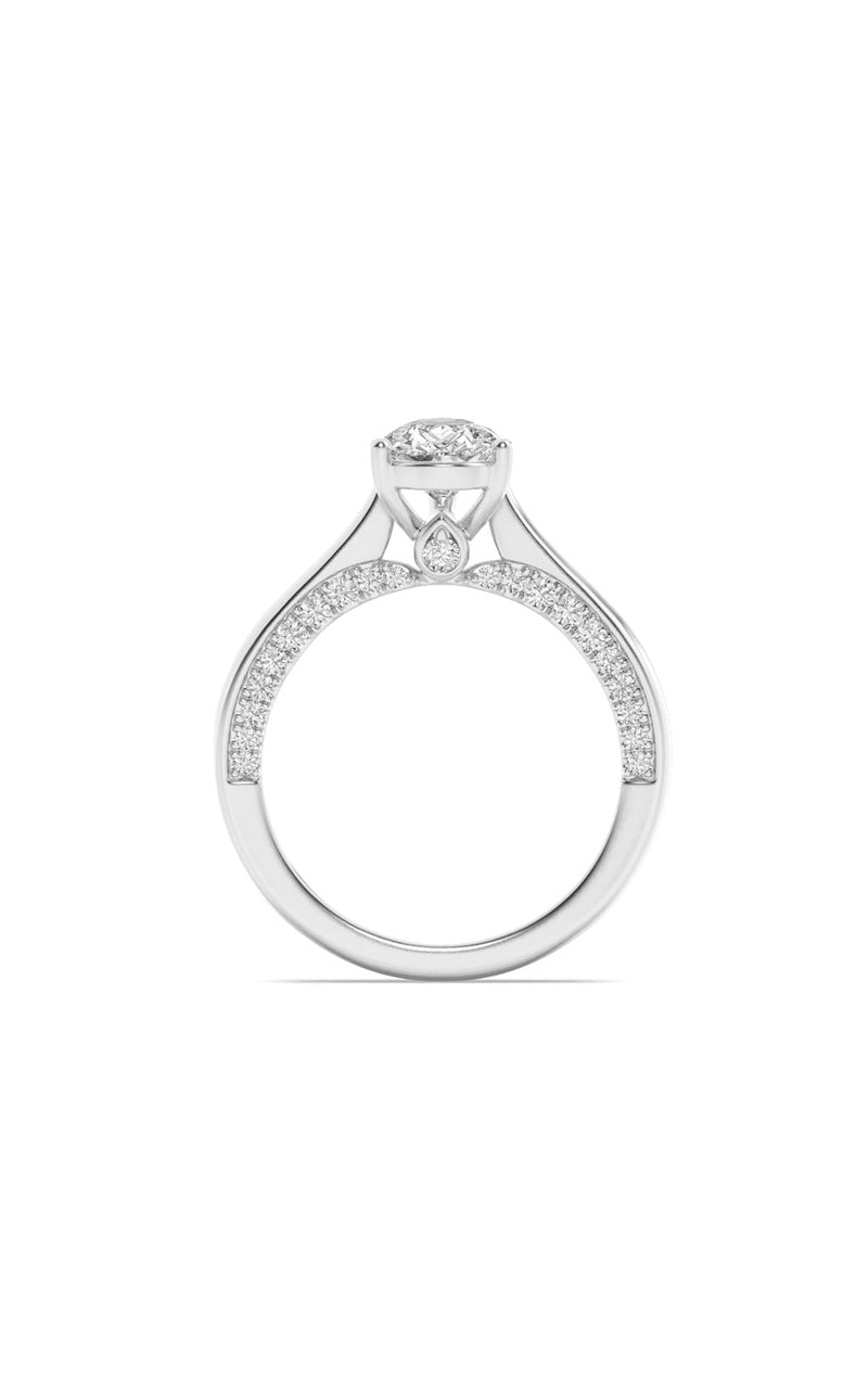 2Cttw Pear Shaped Lab Grown Diamond (F/VS) Accented Bridge Shank Engagement Ring in 14K Gold