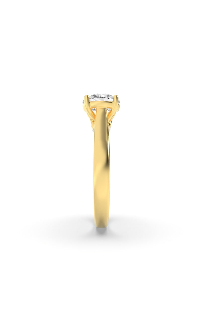 2CTW Round Shaped Lab Grown Diamond (F/VS) Accented Bridge Shank Engagement Ring in 14K Gold