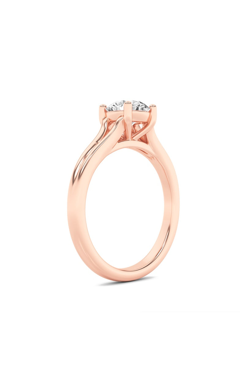 1Cttw Round Shaped Lab Grown Diamond (F/VS) SplitShank Solitaire Engagement Ring in 14K Gold
