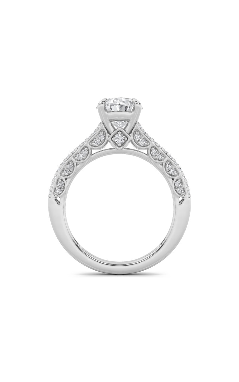 2CTW Oval Shaped Lab Grown Diamond (F/VS) Split Shank Accented Engagement Ring in 14K Gold, 14K White Gold