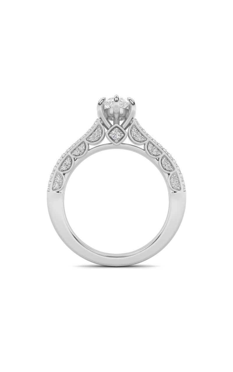 2CTW Pear Shaped Lab Grown Diamond (F/VS) Split Shank Accented Engagement Ring in 14K Gold