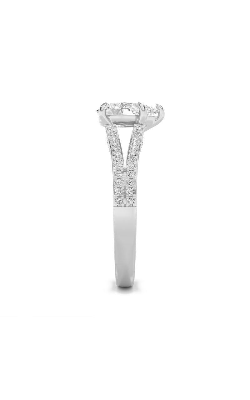 2Cttw Pear Shaped Lab Grown Diamond (F/VS) Split Shank Accented Engagement Ring in 14K Gold