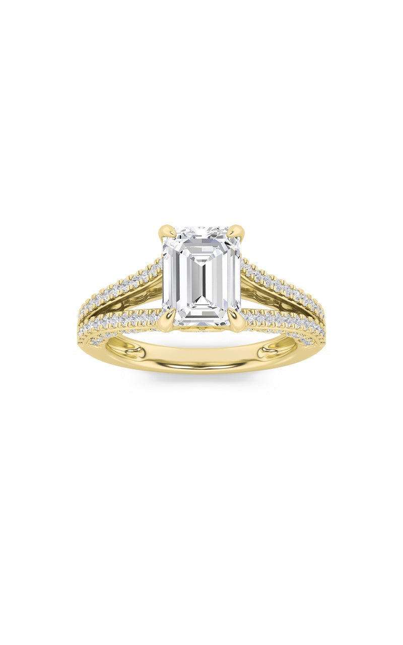 2Cttw Radiant Shaped Lab Grown Diamond (F/VS) Split Shank Accented Engagement Ring in 14K Gold