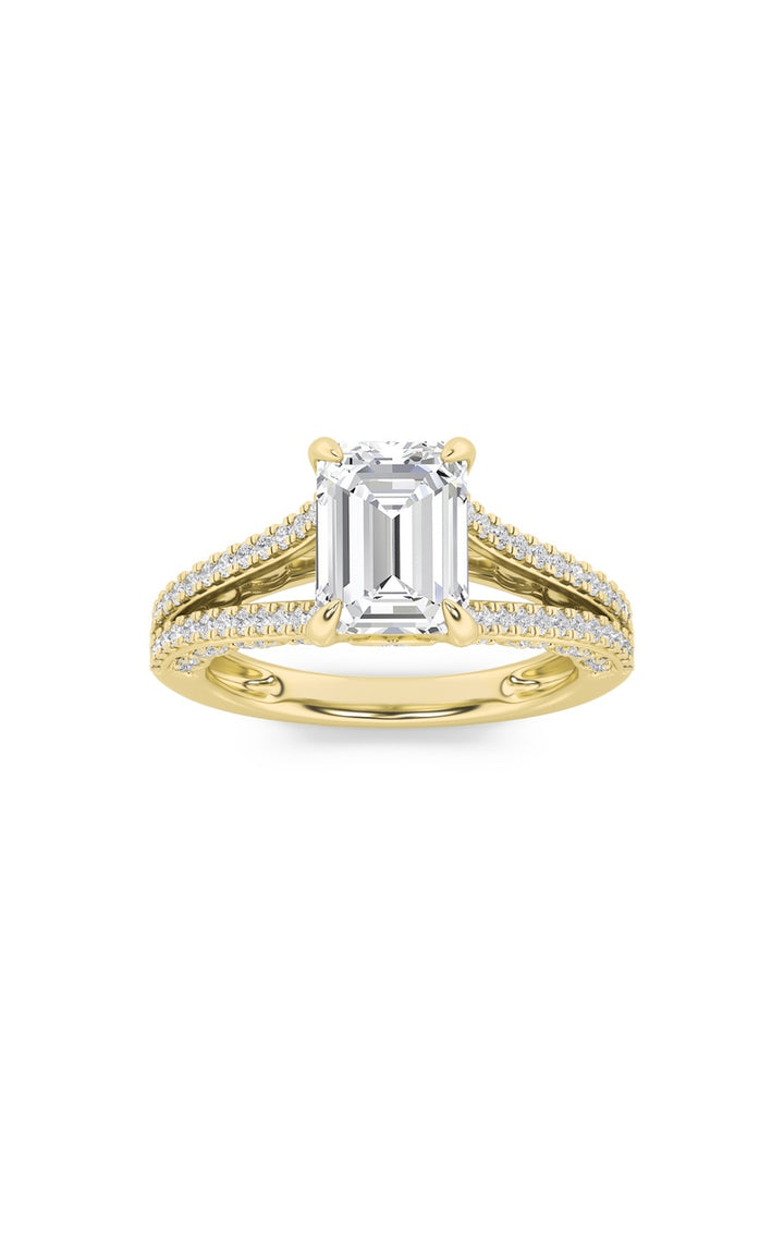 2Cttw Radiant Shaped Lab Grown Diamond (F/VS) Split Shank Accented Engagement Ring in 14K Gold