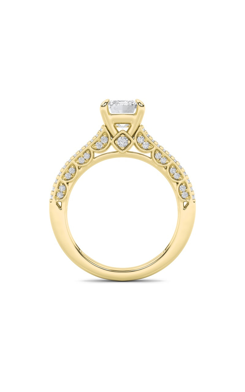 2Cttw Radiant Shaped Lab Grown Diamond (F/VS) Split Shank Accented Engagement Ring in 14K Gold