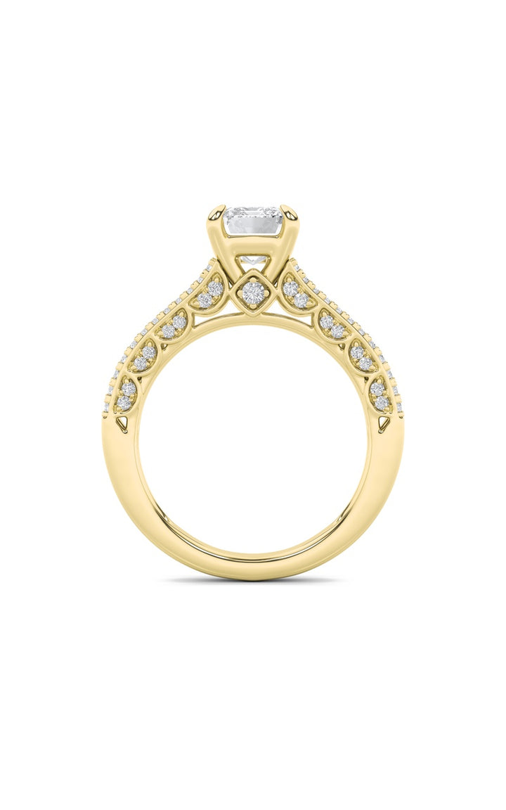 2CTW Radiant Shaped Lab Grown Diamond (F/VS) Split Shank Accented Engagement Ring in 14K Gold