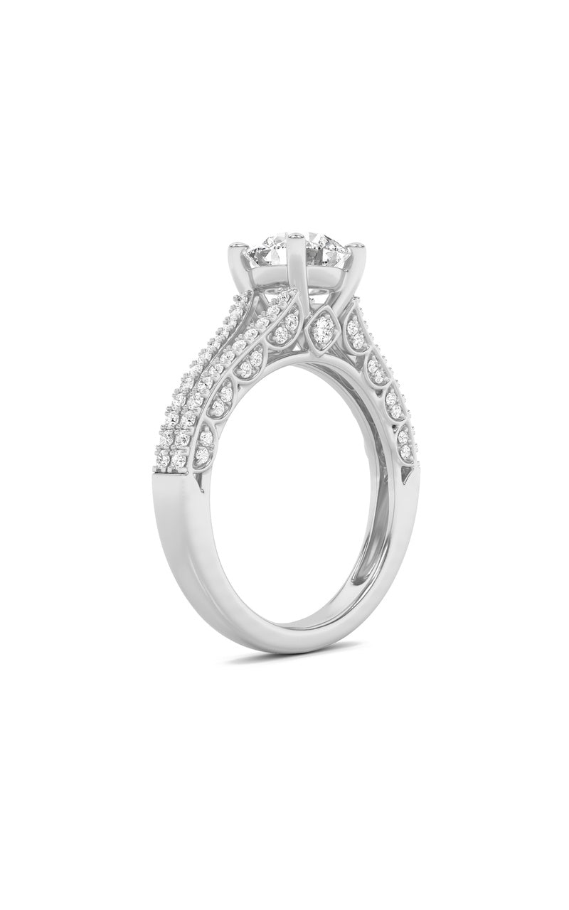 2CTW Round Shaped Lab Grown Diamond (F/VS) Split Shank Accented Engagement Ring in 14K Gold