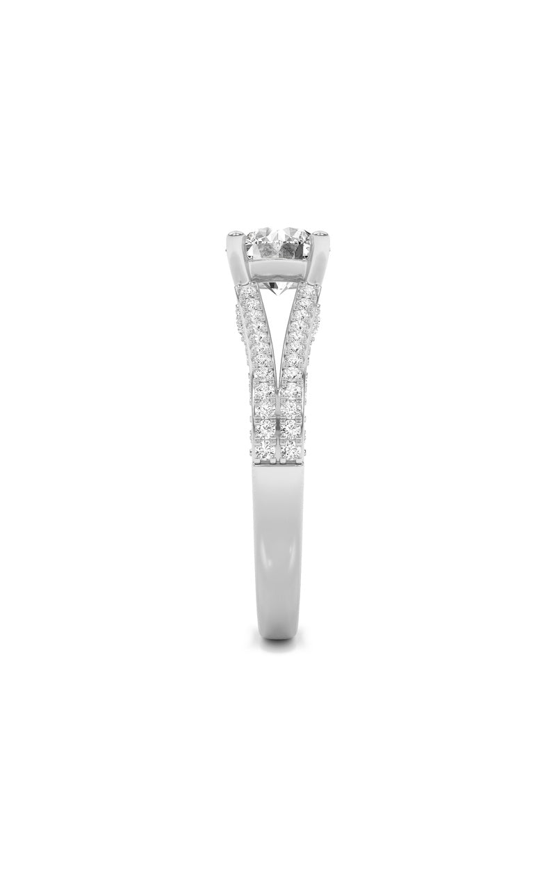 2Cttw Round Shaped Lab Grown Diamond (F/VS) SplitShank Accented Engagement Ring in 14K Gold