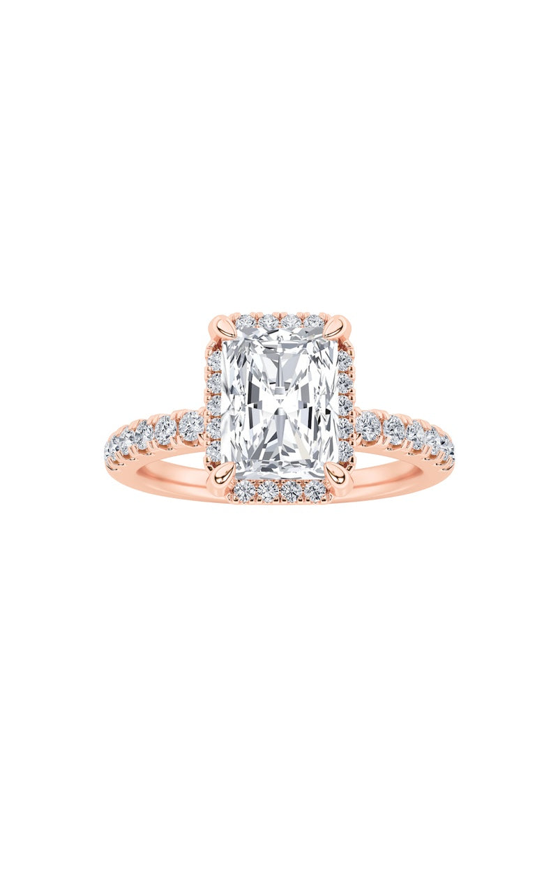 2Cttw Radiant Shaped Lab Grown Diamond (F/VS) HaloAccented Engagement Ring in 14K Gold