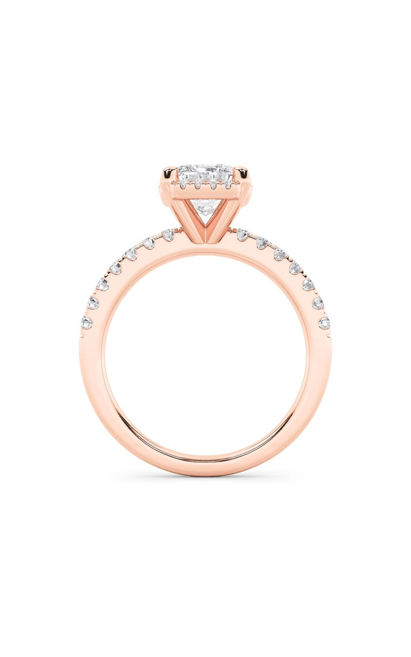 2Cttw Radiant Shaped Lab Grown Diamond (F/VS) HaloAccented Engagement Ring in 14K Gold