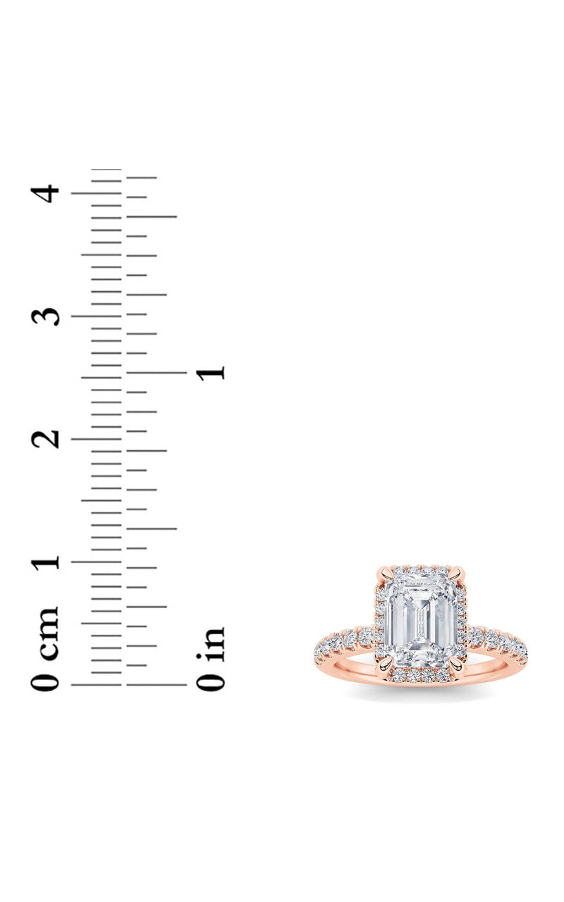 2CTW Radiant Shaped Lab Grown Diamond (F/VS) Halo Accented Engagement Ring in 14K Gold, 14K Rose Gold